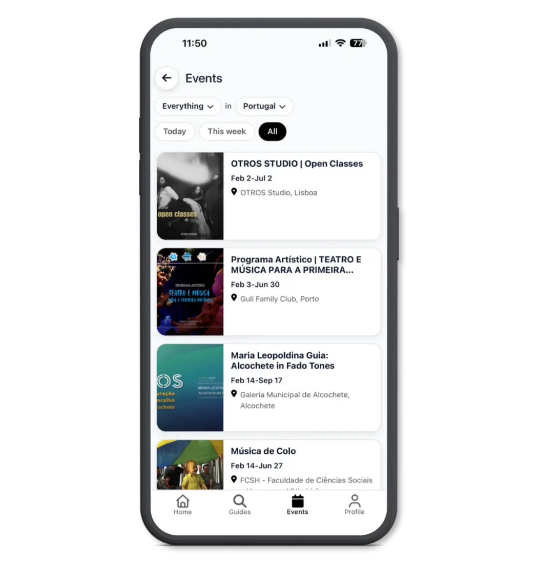 Destination visitor experience showing events and itinerary discovery.