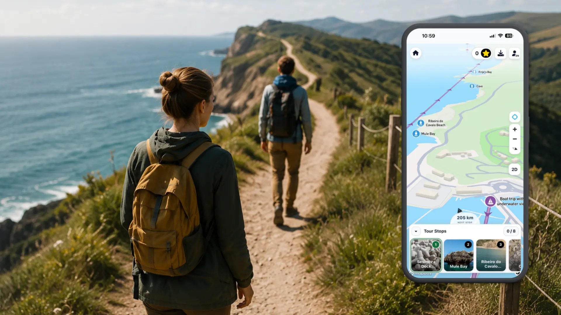 Placeholder for a guided route on a mobile map.